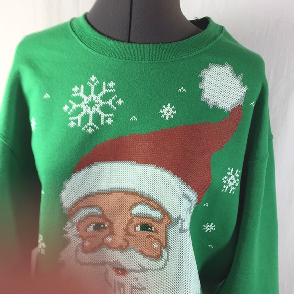Jerzees  Santa Claus Crewneck Sweat Shirt Size M - Picture 2 of 7